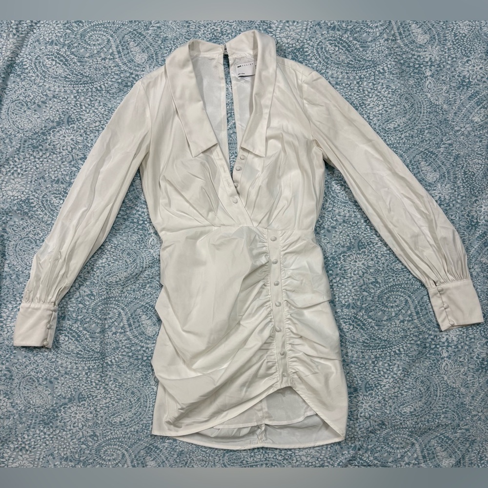 ASOS White Button-Down Ruched Dress - Picture 3 of 14